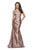 La Femme - 26404 Lace Bateau Ruched Trumpet Dress In Gold
