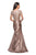 La Femme - 26404 Lace Bateau Ruched Trumpet Dress In Gold