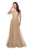La Femme - 27016 Sequined Bateau A-line Dress In Gold