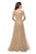 La Femme - 27016 Sequined Bateau A-line Dress In Gold