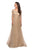 La Femme - 27016 Sequined Bateau A-line Dress In Gold