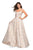 La Femme - 27162 Floral Sweetheart Pleated A-Line Gown  In Gold