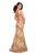 La Femme - 27285 Floral Sequined Plunging V-neck Mermaid Dress In Gold