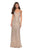 La Femme - Sequined V-Neck Open Back Gown 27234 - 1 pc Light Gold In Size 0 Available