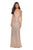 La Femme - 27234 Sequined V-Neck Open Back Gown In Gold