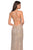 La Femme - Sequined V-Neck Open Back Gown 27234 - 1 pc Light Gold In Size 0 Available