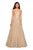 La Femme - 27063 Strapless Sweetheart Neck Metallic Lace A-Line Gown In Gold