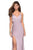 La Femme - 27581 Ornate Crisscross-Strapped Back High Slit Gown In Purple