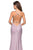 La Femme - 27581 Ornate Crisscross-Strapped Back High Slit Gown In Purple
