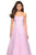 La Femme - 27630 Strapless Ruched Bodice Rhinestone Beaded Tulle Gown In Pink