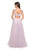 La Femme - 27621 Floral Embroidered A-Line Gown with Slit In Pink
