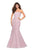 La Femme - 27267 Strapless Sweetheart Neck Metallic Lace Trumpet Gown In Pink