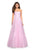 La Femme - 27630 Strapless Ruched Bodice Rhinestone Beaded Tulle Gown In Pink