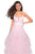 La Femme - 27024 Sleeveless Plunging Illusion Neckline Ruffles Ballgown In Pink