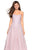 La Femme - 27063 Strapless Sweetheart Neck Metallic Lace A-Line Gown In Pink