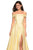 La Femme - 27005 Off Shoulder High Slit Prom Dress In Purple and Yellow