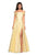 La Femme - 27005 Off Shoulder High Slit Prom Dress In Purple and Yellow