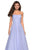 La Femme - 27630 Strapless Ruched Bodice Rhinestone Beaded Tulle Gown In Blue and Purple