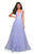 La Femme - 27323 Plunging V-Neck Pleated A-Line Gown In Purple