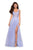 La Femme - 27574 Floral Embroidered A-Line Gown with Slit In Purple