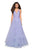 La Femme - 27603 Plunging Halter Lace Ballgown In Purple
