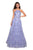 La Femme - 27451 Sequined Lattice High Halter A-Line Gown In Purple