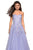 La Femme - 27508 Lace Embroidered Strapless Pleated A-Line Gown In Purple