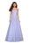 La Femme - 27630 Strapless Ruched Bodice Rhinestone Beaded Tulle Gown In Blue and Purple