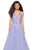 La Femme - 27603 Plunging Halter Lace Ballgown In Purple