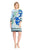 London Times - T2599MJC Quarter Sleeve Abstract Floral Dress in Blue and Multi-Color