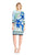 London Times - T2599MJC Quarter Sleeve Abstract Floral Dress in Blue and Multi-Color
