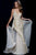 58656 Plunging V-Neck Embroidered Sheath Overskirt Gown