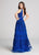 Ellie Wilde - EW21870 Plunging V-Neck Embroidered Lace A-Line Gown In Royal