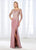 Cameron Blake - 118669 Beaded Lace Applique Quarter Sleeve Gown In Pink