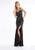 Lush by Jasz Couture - Embellished V-Neck Dress 1316 in Gun Metal