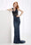 Lush by Jasz Couture - Sequined V-Neck Gown 1354 in Blue