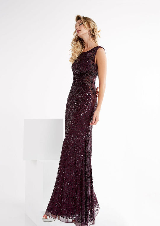 Lush by Jasz Couture - Sleeveless Sequined Gown 1366 in Red