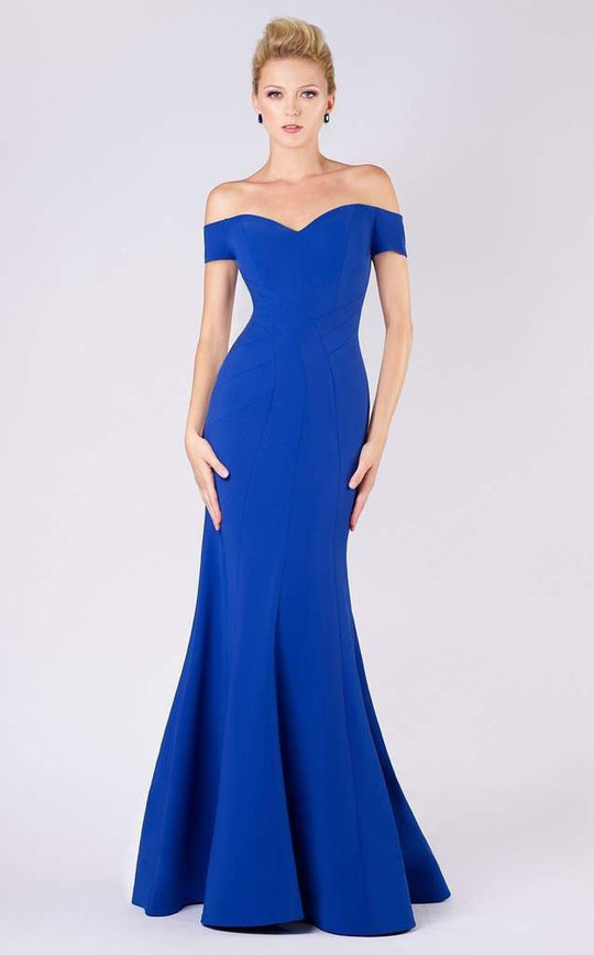 MNM COUTURE - M0005 Seam Sculpted Crepe Mermaid Gown In Blue