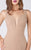 MNM COUTURE - Illusion V Neck Crepe Trumpet Evening Gown M0008 - 1 pc Mocha In Size 10 Available In Brown