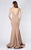 MNM COUTURE - M0008 Illusion V Neck Crepe Trumpet Evening Gown In Neutral