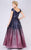MNM COUTURE - M0009 Allover Sequin Ombre A-Line Evening Gown In Blue and Pink