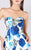 MNM COUTURE - M0055 Strapless Floral Cascading Paneled Mermaid Gown In Blue and White
