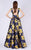 MNM COUTURE - M0061 Cap Sleeve Plunging Sweetheart High Low Gown In Blue and Yellow