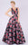 MNM COUTURE - M0062 Floral Embroidered V-Neck Gown In Multi-Color and Floral