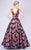 MNM COUTURE - M0062 Floral Embroidered V-Neck Gown In Multi-Color and Floral