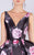 MNM COUTURE - M0063 Plunging Blossom Printed High Slit Gown In Multi-Color and Floral