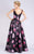 MNM COUTURE - M0063 Plunging Blossom Printed High Slit Gown In Multi-Color and Floral