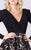 MNM COUTURE - M0064 Long Sleeve Ruched Bodice Floral Sequined Gown In Black