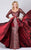 MNM COUTURE - M0066 Sequined Long Sleeve Taffeta Overskirt Gown In Red