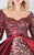 MNM COUTURE - M0066 Sequined Long Sleeve Taffeta Overskirt Gown In Red
